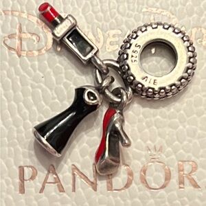 Authentic Pandora charm with black dress, red lipstick & red heel 925 ALE-OBO